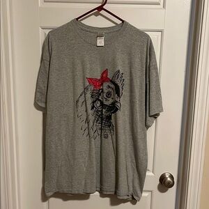 Gray Graphic Skull T-Shirt Short Sleeve Oversized
